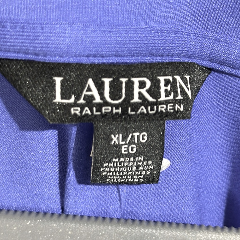 NEW Lauren Ralph Lauren Long Faux Wrap Luxury Long  Sleeve Top Blue XL - Picture 5 of 6